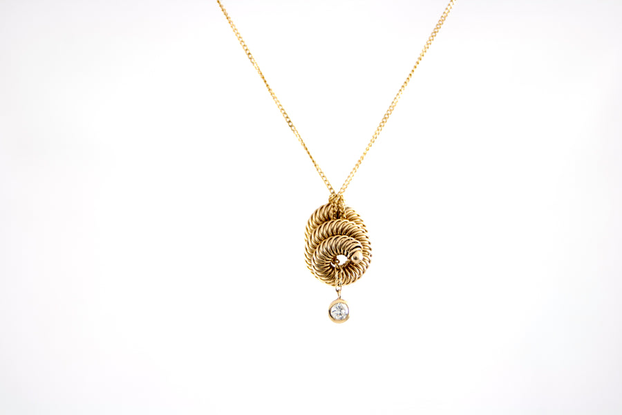 Yellow Swirl Pendant Diamond | 18ct Yellow Gold