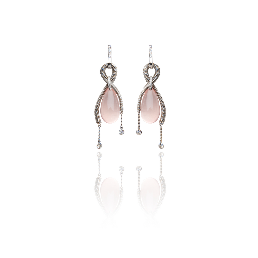 Rose Quartz Earrings | Platinum