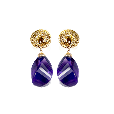 Amethyst Drop Earrings | 18ct Yellow Gold