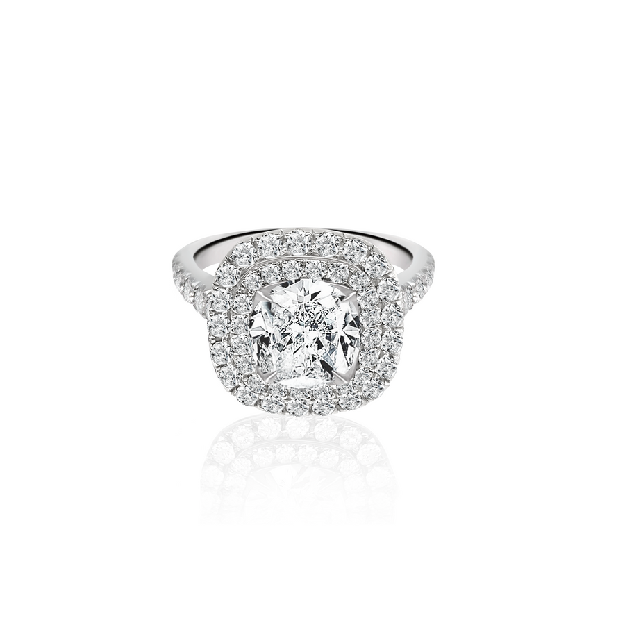 Koutisse Narcisa Double Halo Cushion Engagement Ring | Platinum