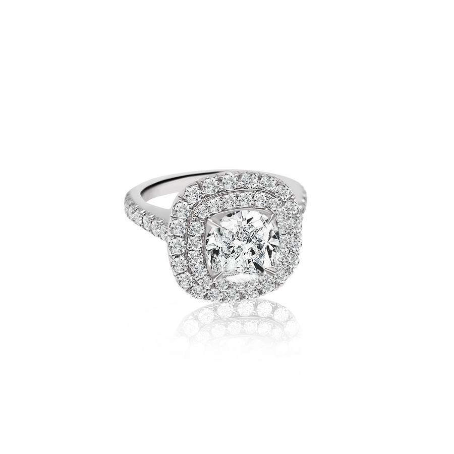 Koutisse Narcisa Double Halo Cushion Engagement Ring | Platinum