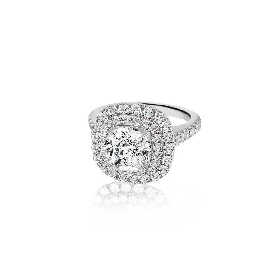 Koutisse Narcisa Double Halo Cushion Engagement Ring | Platinum