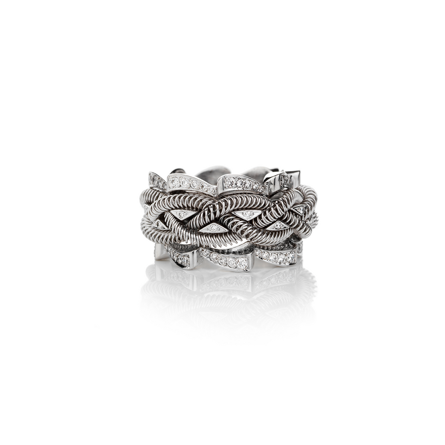 Pleated Stackable Ring | 18ct White Gold