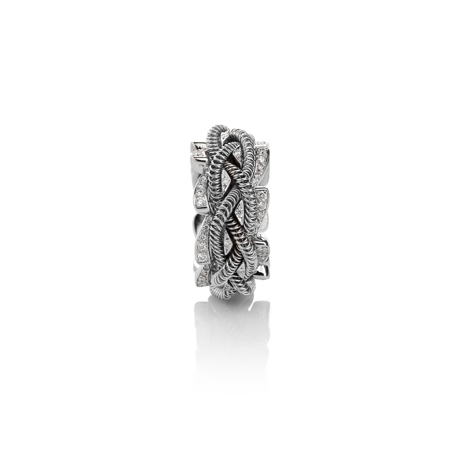 Pleated Stackable Ring | 18ct White Gold